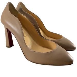 Agneska 85mm Scallop Wavy Abstract Nude Heels Pumps D840